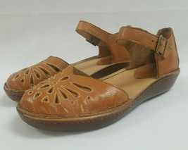NURTURE Women Sz 7.5 M Brown Rocco Leather Wedge Sandal Shoe Mary Jane - $20.00