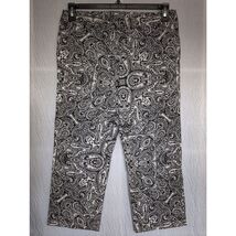 Ann Taylor Black &amp; White Paisley Straight Crop Pants Sz 8P Cotton Blend ... - $15.79