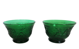 Pair of Vintage Anchor Hocking Green Depression Glass Custard Cups - $19.99