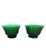 Pair of Vintage Anchor Hocking Green Depression Glass Custard Cups - £15.66 GBP