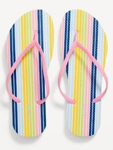 Old Navy Women&#39;s Size 8 Flip Flops Rainbow Vertical Stripes Sandal Beach Shoe - £7.81 GBP