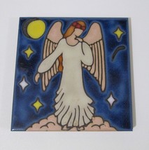 Triton Tile Angel Trivet Terra Cotta Hotplate Moon And Stars Small Flaws - $29.67