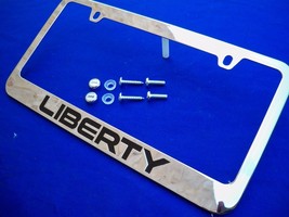 Fits 2002-2013 Jeep Liberty Chrome Black Metal License Plate Frame w/ Lo... - $18.80