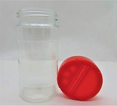 Large 8 OZ Clear Plastic Spice Container Bottle Jar With Red Cap- Set of... - £7.65 GBP
