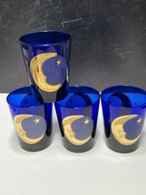 4 Vintage Culver Cobalt Cuv39 Celestial Moon Stars Double Old Fashioned ... - £43.77 GBP