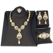 Arabic Bride Jewelry Sets 18k Gold Color Morocco Algeria Necklace Earring Bangle - $36.38