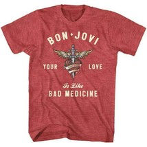 New Bon Jovi Bad Medicine Heart &amp; Dagger Licensed Band T-Shirt - £19.97 GBP