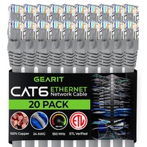 GearIT Cat 6 Ethernet Cable 5 ft (20-Pack) - Cat6 Patch Cable, Cat 6 Patch Cable - £69.57 GBP