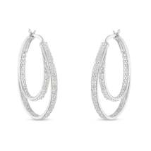 .925 Sterling Silver 1/2 Cttw Miracle-Set Diamond Double Hoop Earrings (I-J, I3) - $164.00