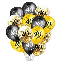 40Th Birthday Party Balloons 12 Inch 40 Year Old Balloon Black Gold Party Decora - £13.29 GBP