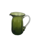 Pilgrim Glass Hand Blown Pitcher Mini 3.5 in. Olive Avocado Green Clear ... - £11.20 GBP
