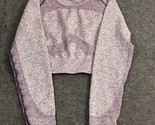 Gymshark Flex Sports Purple Long Sleeve Crop Top Women&#39;s Size XL Thumb H... - $19.74