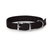 Classic Black Dog Collars Double Thick Nylon Strong Metal Buckle Heavy Duty (13  - £10.15 GBP+