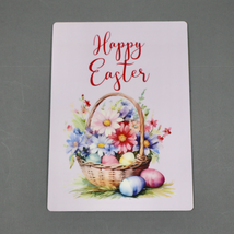 Happy Easter Basket Flowers Easter Eggs Pink 4x5.5 Refrigerator Large Magnet - £5.05 GBP