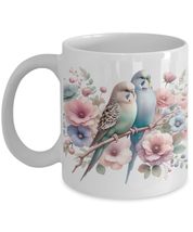 Cute Bird Mug, Budgie Birds on Branch, Spring Flowering, Gift Idea For P... - £15.39 GBP+