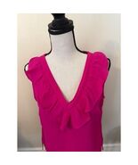 Skies Are Blue Dark Pink Ruffle V-Neck Blouse Size XS - €19,54 EUR