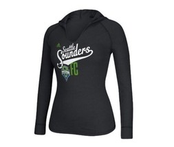 Adidas Women s Seattle Sounders FC Kick Sweep Hooded Long Sleeve T-Shirt, Black, - £17.88 GBP