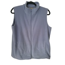 Woolrich Fleece Full Zip Vest L Womens Blue Sleeveless Pockets Top Fall Winter - £14.93 GBP