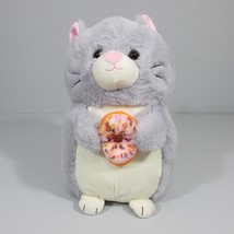 KellyToy Cat with Donut 12 Inch Plush Stuffed Gray Kitty Mouse Hamster Sprinkle - £10.33 GBP