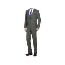 Mens Suit RENOIR English Window Pane Classic Fit Business 292-2 Gray Blue image 2