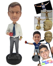 Personalized Bobblehead Businessman Dude Wearing Formal Outfit Having A Cup Of T - £72.72 GBP