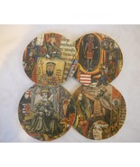 Set of 4 Handmade Cork Coasters With Medieval Kings, Queens &amp; Knights - £9.48 GBP