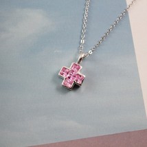 Bigbangbang single pink girly heart crystal cross s925 silver fashion necklace - £10.14 GBP