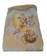 Vintage Crescent moon stars baby girl blanket bear bunny bird fringe sof... - $2,555.34 MXN