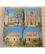 Set of Four Square Cork Coasters With Italian Gothic Buildings; Handcrafted - £9.43 GBP