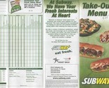 Subway Take Out Menu Customize Your Meal 2005 - £13.93 GBP
