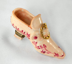 Limoges Box - Floral High Heel Shoe &amp; Gold Buckle - Chamart - Peint Main - £58.97 GBP