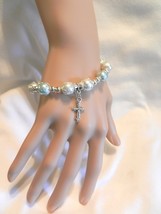 New Fancy Charming  Stretch  Faux Pearl  Beads Cross Stretch Beaded Bracelet  - £4.00 GBP