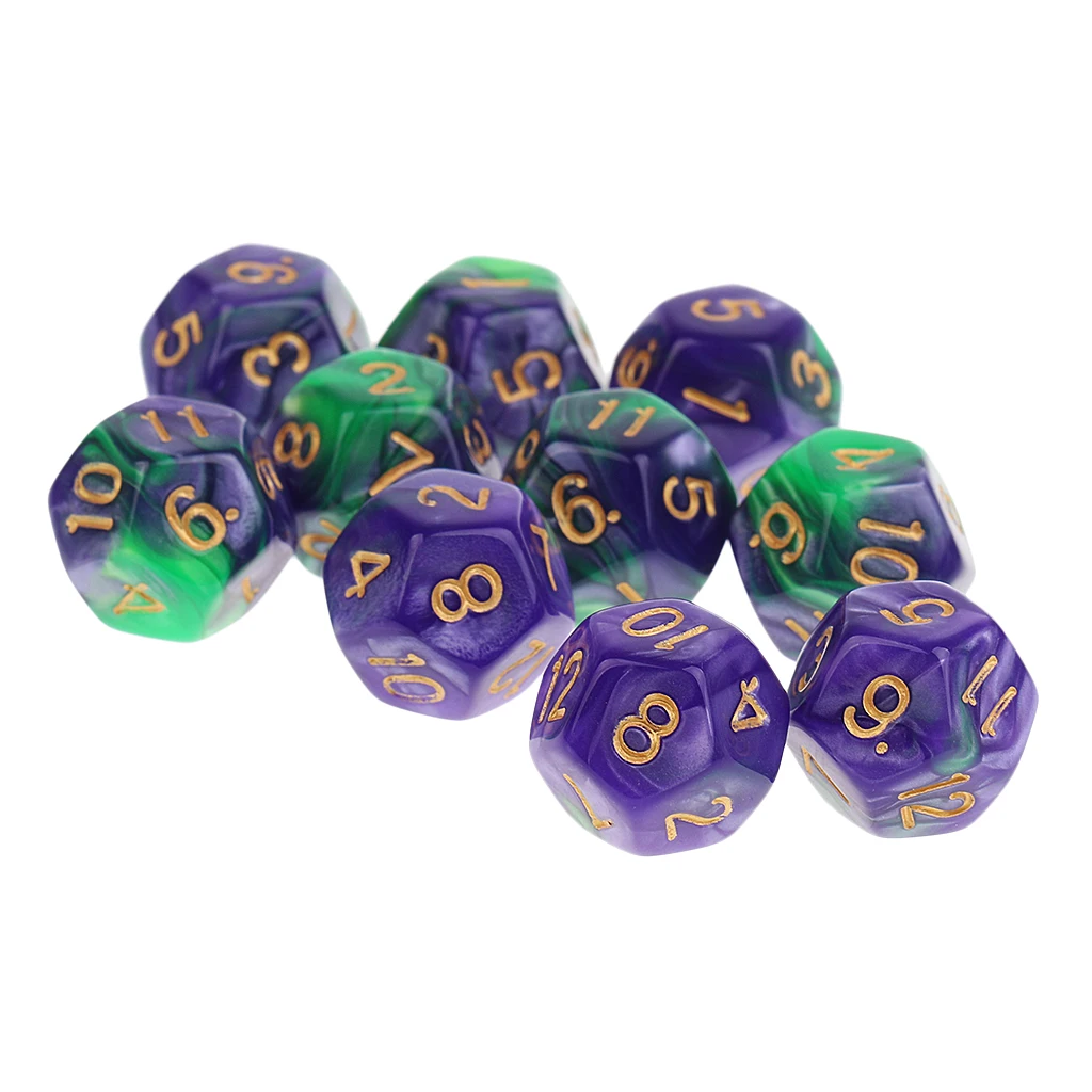Sporting 10pieces 12 Sided Dice Set D12 Polyhedral Dice for Dungeons and Dragons - £23.51 GBP