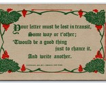 Motto Your Letter Must be Lost Good to Write Another Unused DB Postcard H26 - $3.91
