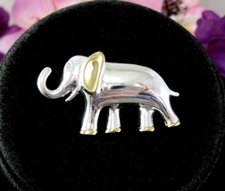 AAi ELEPHANT PIN Vintage Brooch Silvertone &amp; Goldtone Accents Designer Signed - £15.02 GBP