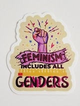 Feminism Includes All Genders Fist Multicolor Sticker Decal Cool Embellishment - £1.81 GBP