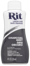 Charcoal Grey gray RIT Fabric Liquid DYE 8 ounce BOTTLE dark gray 88620 - $482.46 MXN