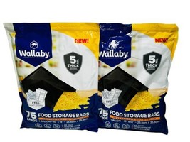Set Of 2 Wallaby 5 Mil Food Storage Bags 75 Pack 10 x 14 1 Gallon Heat S... - $35.97