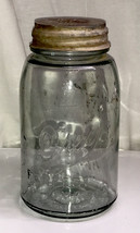 Vintage Clear Glass Drey Perfect Mason Jar Quart Size With Zinc Lid, Por... - £20.69 GBP