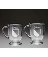 Grimes Irish Coat of Arms Glass Coffee Mugs - Set of 2 - £26.68 GBP