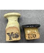 Yes No Ceramic Pottery Figurines Folk Art Miniature - $12.00