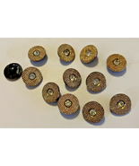 12 Le Chic Art Deco Styled Gold Rhinestone On Black Glass Buttons - $33.24