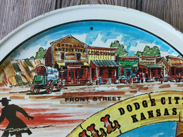 12.75&quot; Vintage Boot Hill Dodge City Kansas Souvenir Metal Plate Tray 1978 - £6.67 GBP