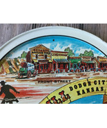 12.75&quot; Vintage Boot Hill Dodge City Kansas Souvenir Metal Plate Tray 1978 - £6.64 GBP
