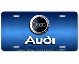 Audi Logo Inspired Art on Blue FLAT Aluminum Novelty Auto License Tag Plate - £14.46 GBP