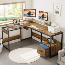 Corner Computer Desk with Storage Shelves,Home Office Desk, - $415.77