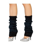 Black Blue Sparkle Leg Warmers Knee High Metallic Knit Retro Costume 80s... - $14.84