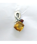 Mystic quartz pendant, Citrine crystal necklace, sterling silver dainty ... - £38.53 GBP