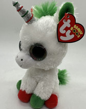 Ty Beanie Boos Christmas Unicorn CANDY CANE Red/Green/Gold Sparkle Eyes W/ Tags - £11.89 GBP