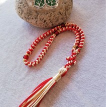 Two colors prayer rope 50 knots red ecru komboskini Unique easter gift Lent - £20.19 GBP